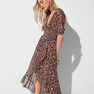 Express leopard high low dress.
